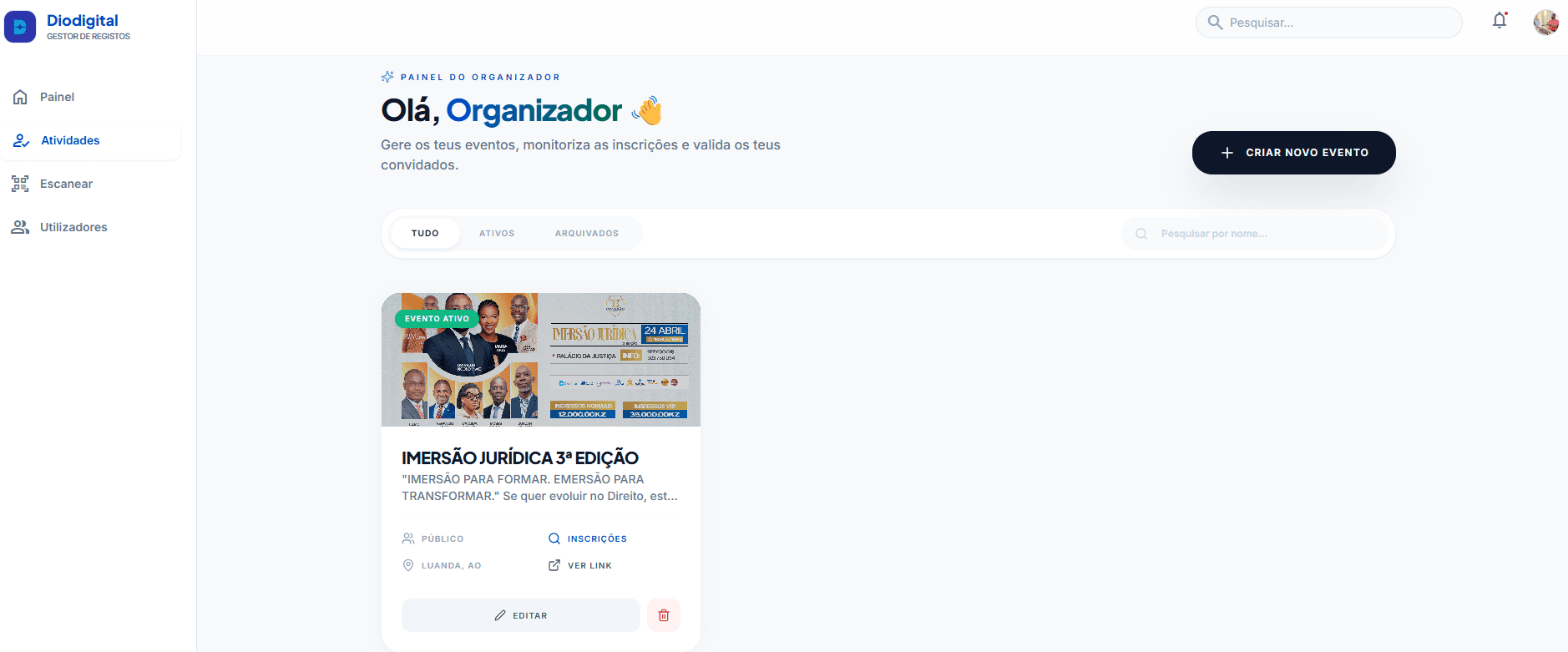 Checkin - Gestão de Eventos
